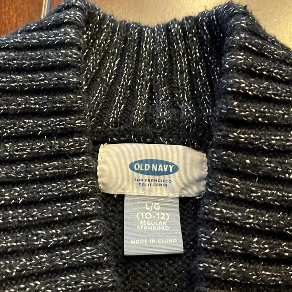 Old Navy Girls black & silver open sweater size large 10/12